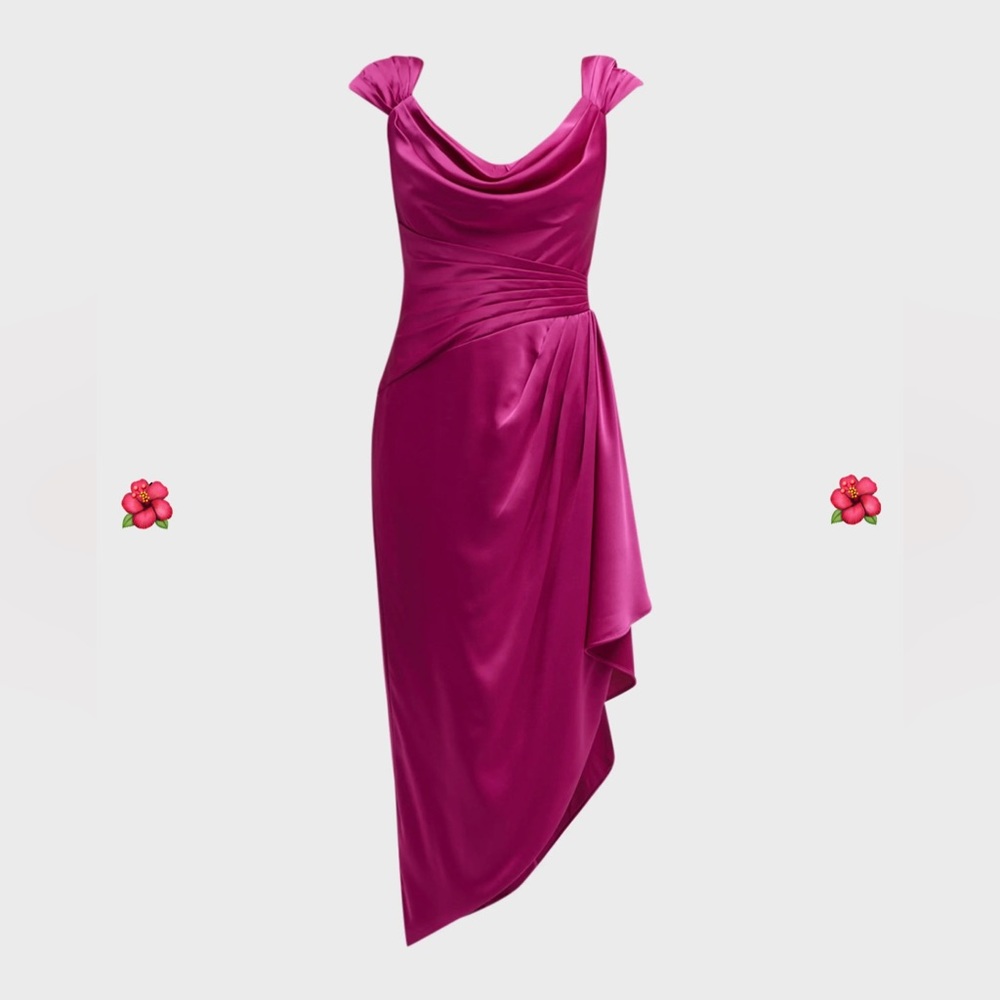 Theia
Ellery Pleated Cowl-Neck Cap-Sleeve Dress
